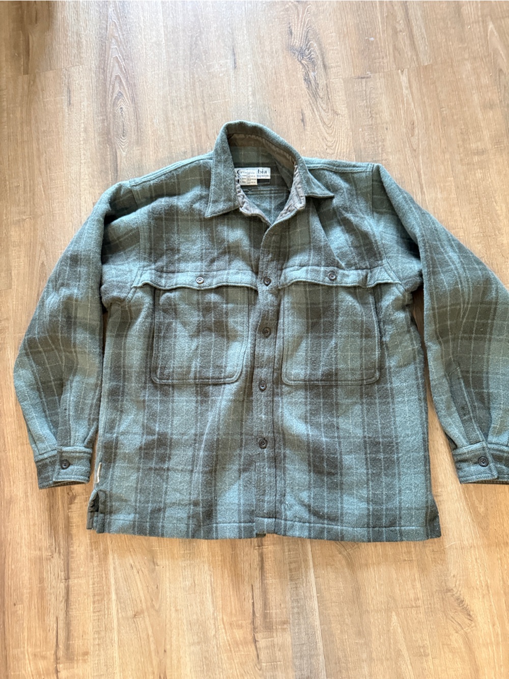 Columbia PHG Men's Green Plaid Shacket Wool Blend Hunting Outdoors L - Picture 9 of 9